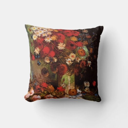 Still Life Flowers in a Vase by Vincent van Gogh Throw Pillow
