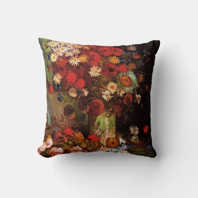 Still Life Flowers in a Vase by Vincent van Gogh Throw Pillow (Front)