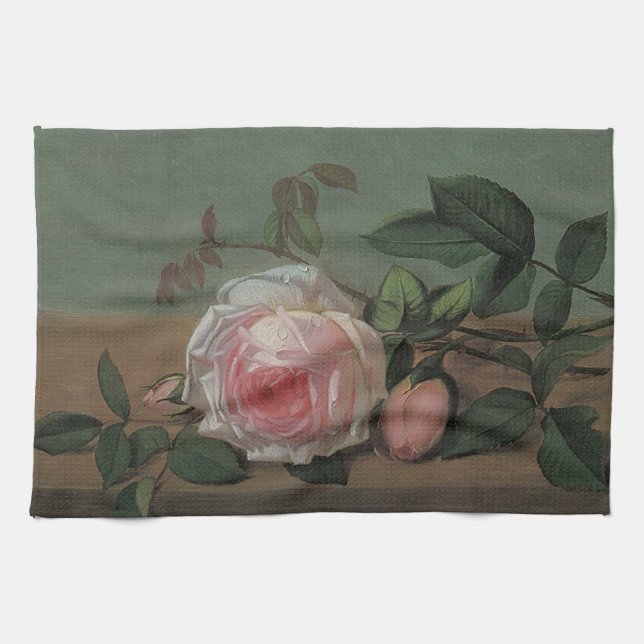 Still Life Flowers on a Ledge by Otto Ottesen Towel (Horizontal)