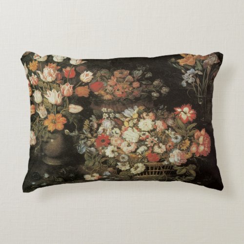 Still Life Flowers Vintage Floral Baroque Accent Pillow