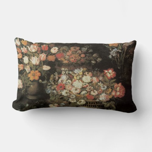 Still Life Flowers Vintage Floral Baroque Lumbar Pillow