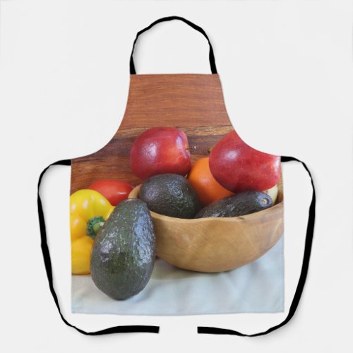 Still Life Fruit and Vegetable in Wood Bowl   Apron