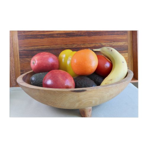 Still Life Fruit and Vegetable in Wood Bowl Photo  Acrylic Print