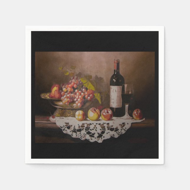 Still life Fruit Bowl and Wine Bottle      Napkins (Front)