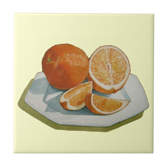 Still life fruit sliced orange realist art tile (Front)