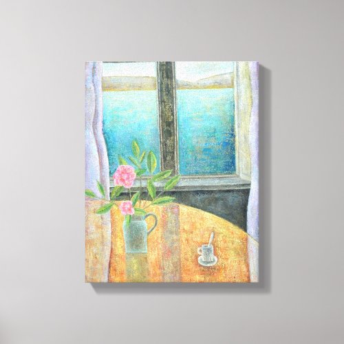 Still Life in Window with Camellia 2012 Canvas Print