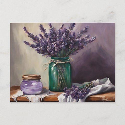 Still Life Lavender Flowers Postcard