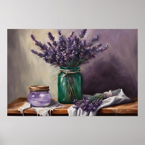 Still Life Lavender Flowers Poster