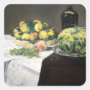 Still Life Lemon Peaches by Manet Impressionist Square Sticker
