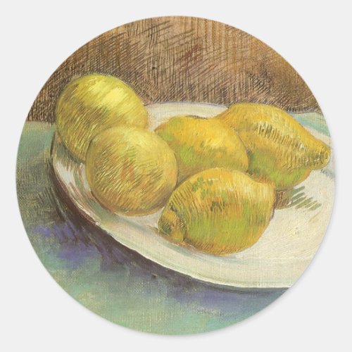 Still Life Lemons on a Plate by Vincent van Gogh Classic Round Sticker