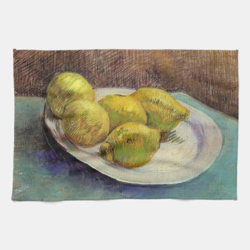 Still Life Lemons on a Plate by Vincent van Gogh Kitchen Towel