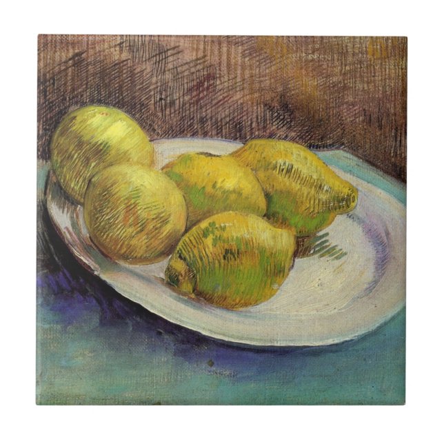 Still Life Lemons on a Plate by Vincent van Gogh Tile (Front)