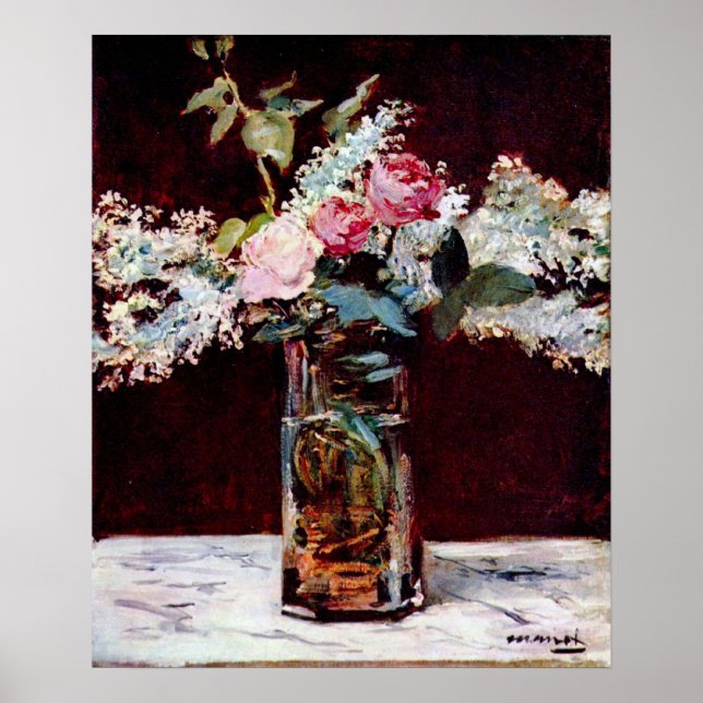 Still life, lilac and roses by Edouard Manet Poster (Front)