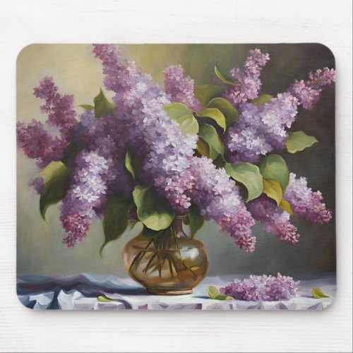 Still Life Lilac Flowers Mouse Pad