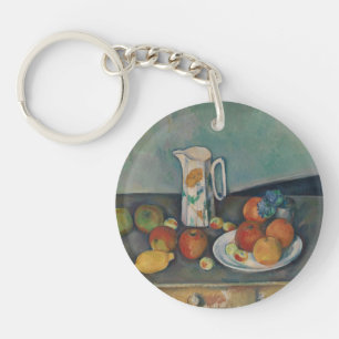 Still Life, Milk Jug and Fruit on a Table, Cezanne Keychain