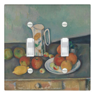 Still Life, Milk Jug and Fruit on a Table, Cezanne Light Switch Cover