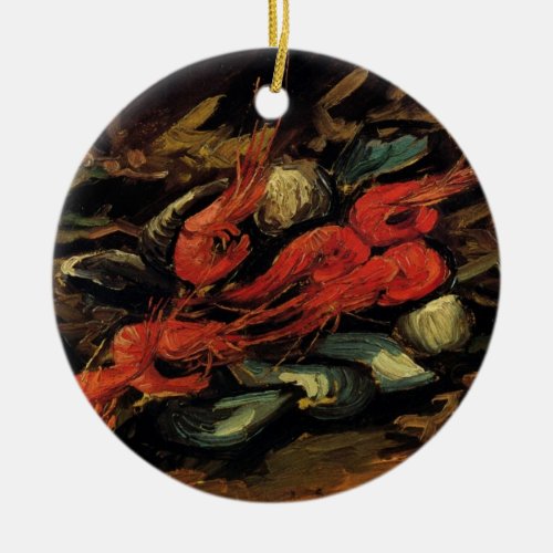 Still Life Mussels and Shrimp by Vincent van Gogh Ceramic Ornament