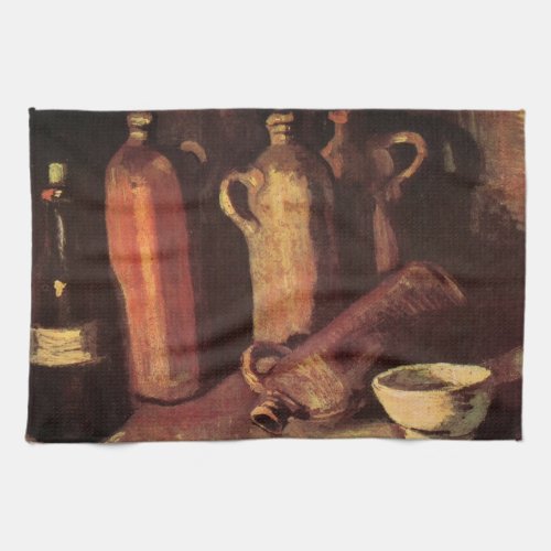 Still Life of 4 Stone Bottles by Vincent van Gogh Kitchen Towel