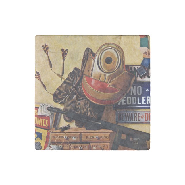 Still Life of Boys Toys Stone Magnet (Front)