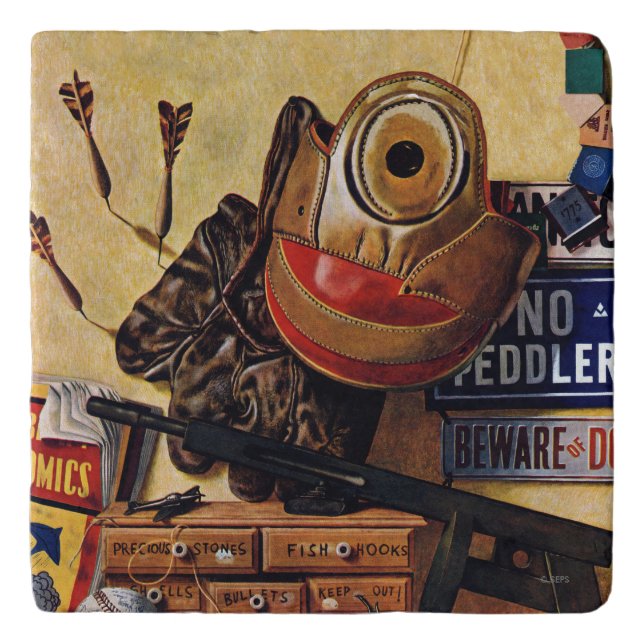 Still Life of Boys Toys Trivet (Front)