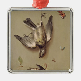 Still Life of Dead Birds and Cherries, 1712 Metal Ornament