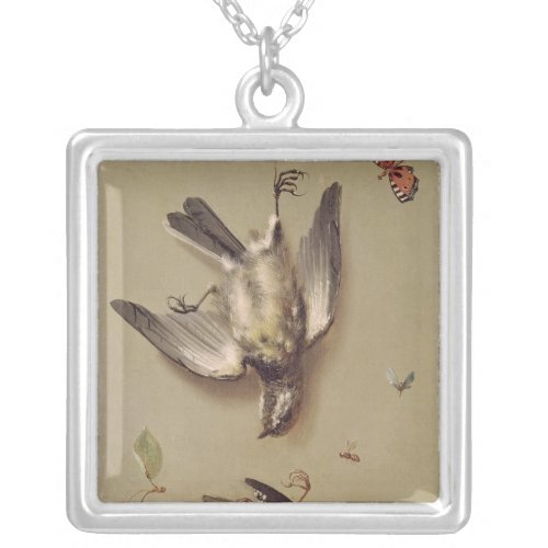 Still Life of Dead Birds and Cherries 1712 Silver Plated Necklace