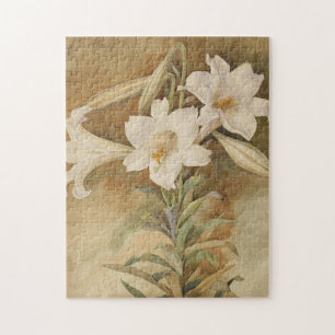 Still Life of Easter Lilies John La Farge Jigsaw Puzzle