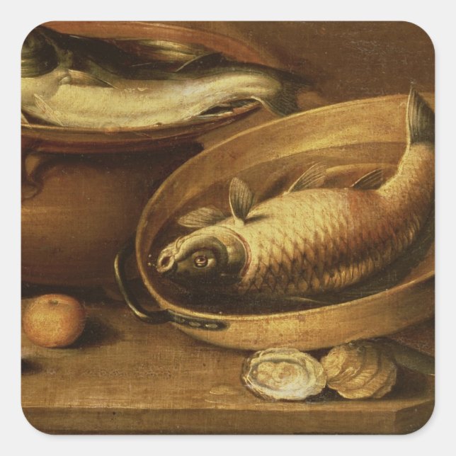 Still Life of Fish and Lemons Square Sticker (Front)