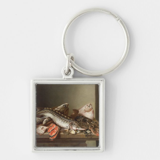 Still Life of Fish on a Table Keychain (Front)