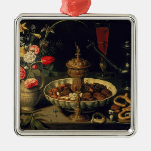 Still Life of Flowers and Dried Fruit, 1611 Metal Ornament