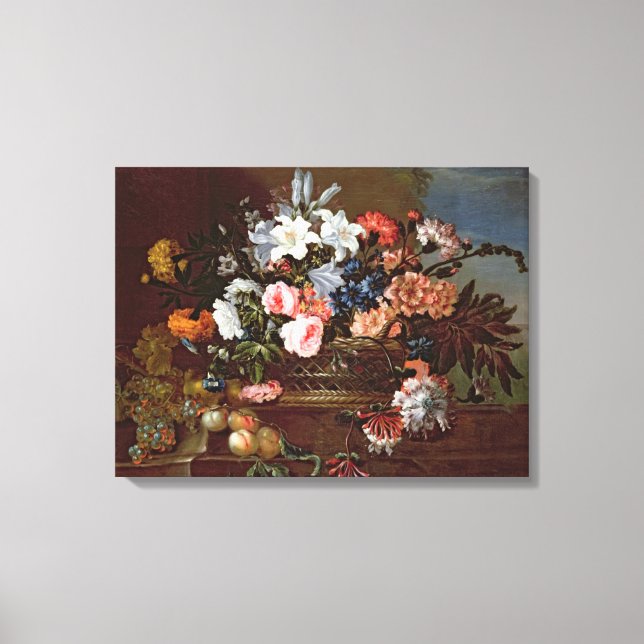 Still Life of Flowers in a Basket Canvas Print (Front)