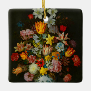 Still Life of Flowers in a Wan-Li Vase Ceramic Ornament