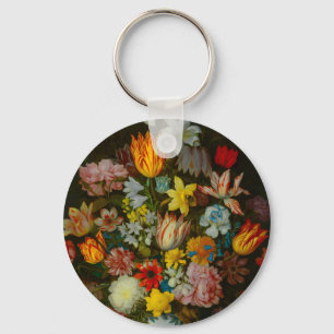 Still Life of Flowers in a Wan-Li Vase Keychain
