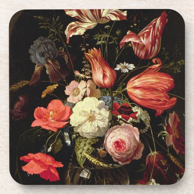 Still Life of Flowers on a Ledge Coaster (Front)