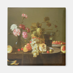 Still Life of Fruit and Flowers Magnet