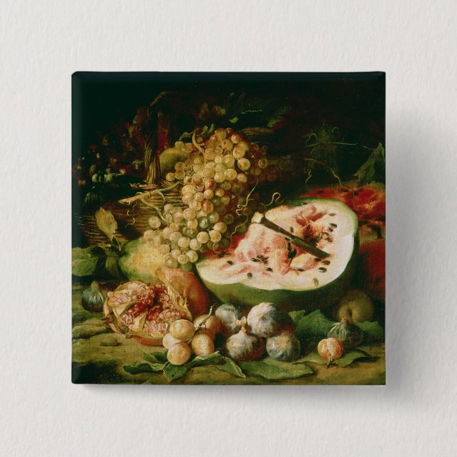 Still Life of Fruit on a Ledge Pinback Button (Front)
