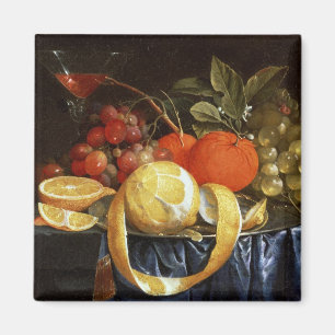 Still Life of Grapes, Oranges and a Peeled Lemon Magnet