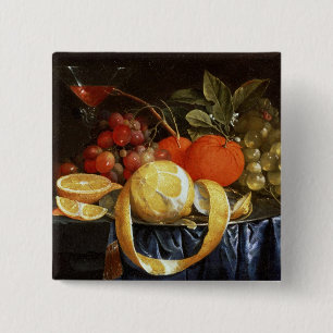 Still Life of Grapes, Oranges and a Peeled Lemon Pinback Button