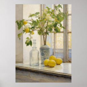 Still Life of Lemons on a Window Sill Poster