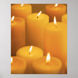 Still life of lighted candles poster