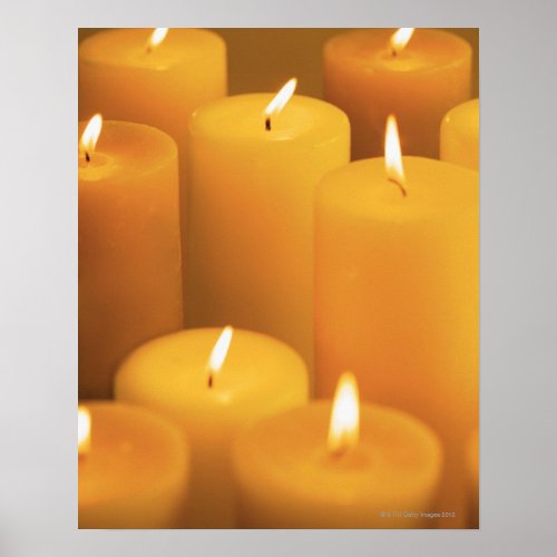 Still life of lighted candles poster