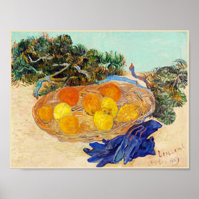 Still Life of Oranges and Lemons with Blue Gloves, Poster (Front)