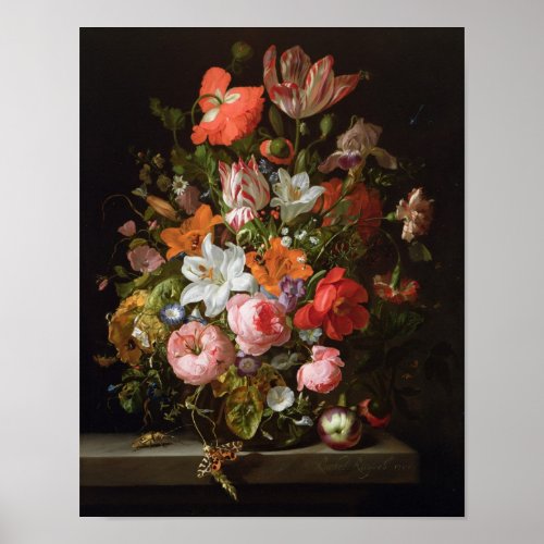 Still life of roses  lilies tulips poster