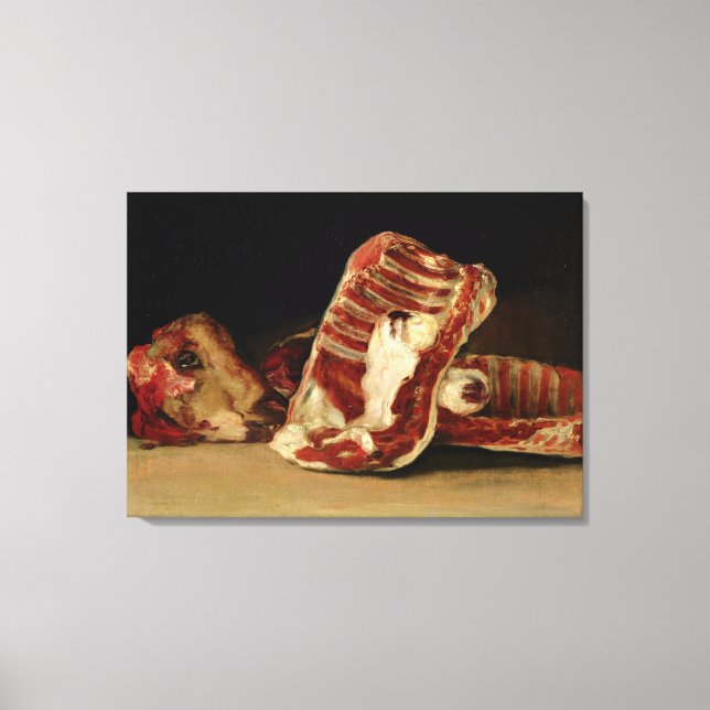 Still life of Sheep's Ribs and Head Canvas Print (Front)