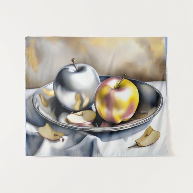 Still Life of Silver and Gold Apples  Tapestry (Front (Horizontal))