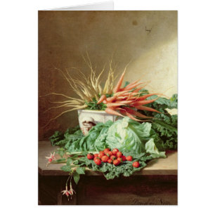 Still Life of Strawberries, Carrots and Cabbage