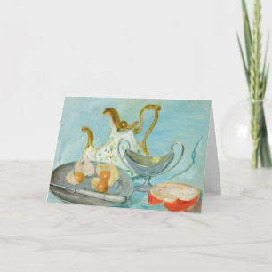 Still Life on a Blue Background Tadeusz Makowski Card