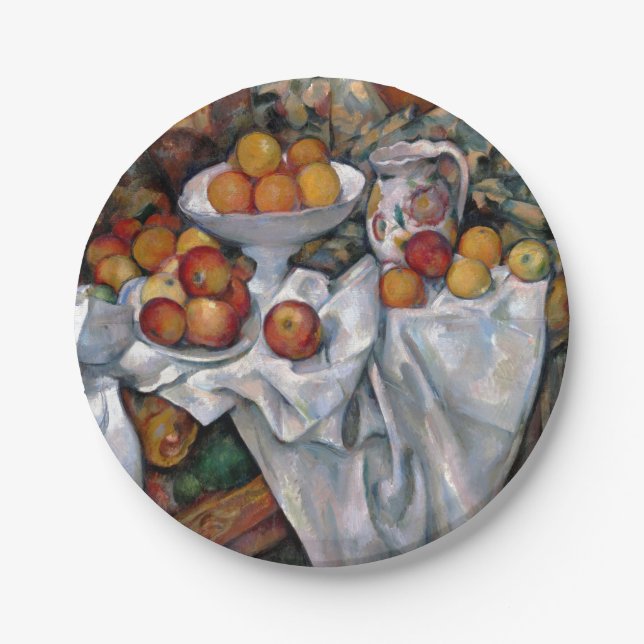 Still Life Oranges - Paul Cezanne Painting Art Paper Plates (Front)