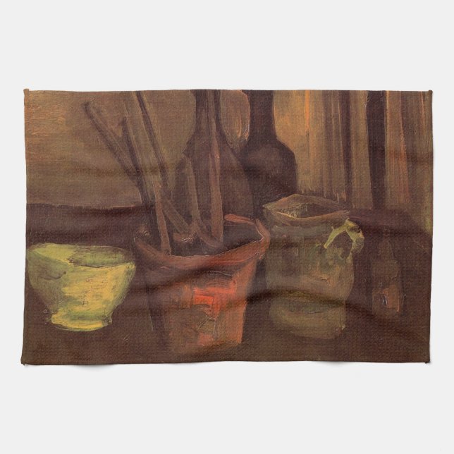 Still Life Paintbrushes in Pot by Vincent van Gogh Kitchen Towel (Horizontal)