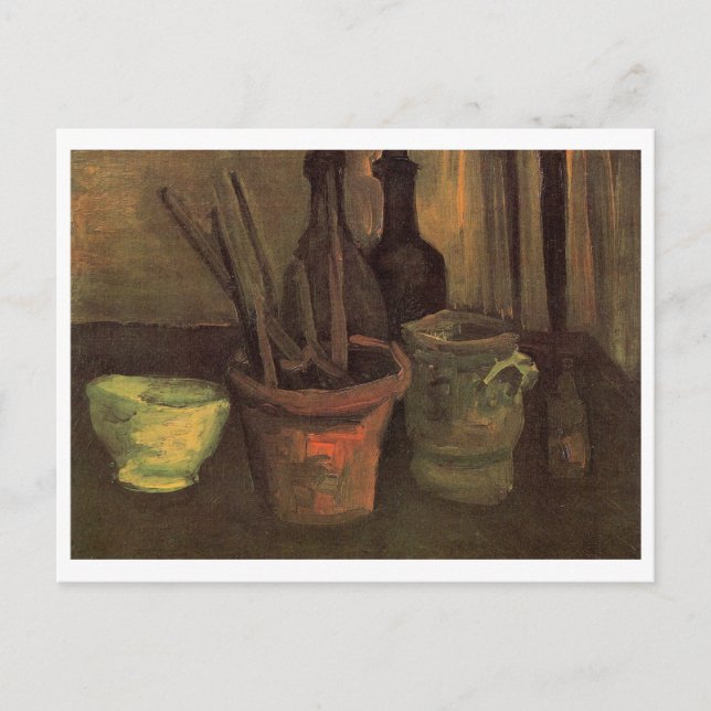 Still Life Paintbrushes in Pot Van Gogh Fine Art Postcard (Front)